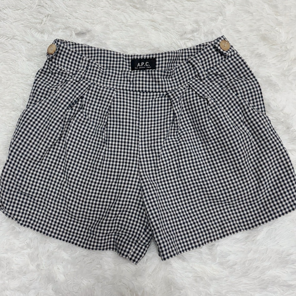 A.P.C. Black and White Checkered Women Shorts